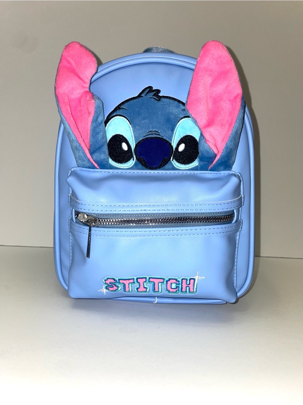 Disney Lilo & Stitch Mini Light Blue Backpack Pink Ears & Stitch Beaded Charm